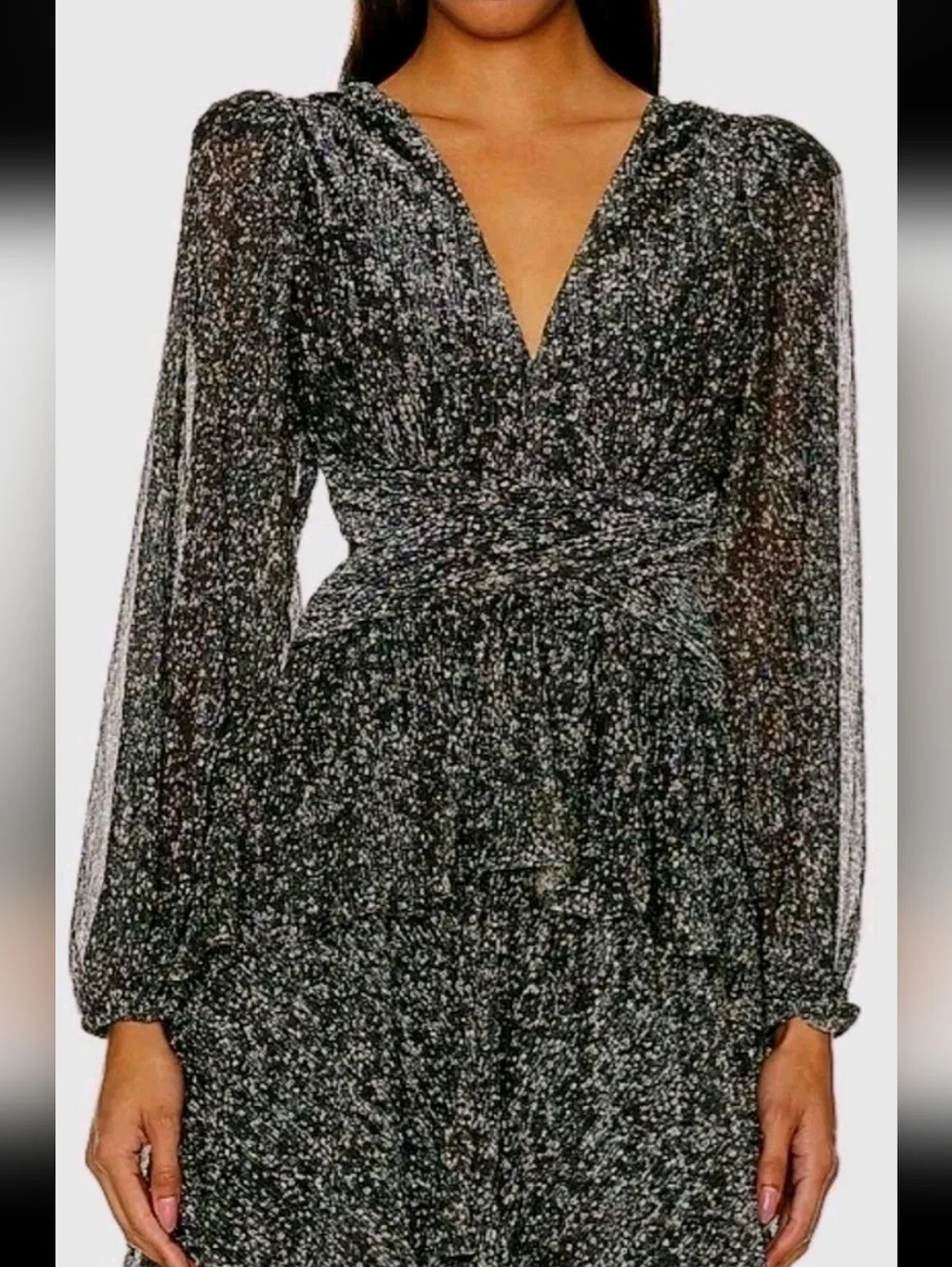 Astr The Label Anora Dress, Metallic Shimering Layers, Long Dress, Women's LG - Picture 6 of 9